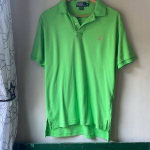 Polo Ralph Lauren men’s polo shirt size medium lime green pink pony emblem golf